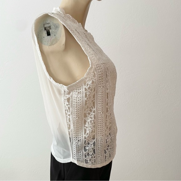 Free People- Tea Party sheer lace crop tank top in Ivory- medium - Picture 4 of 12